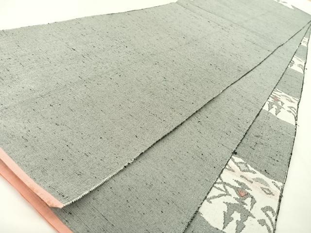 平和屋着物◎八寸名古屋帯　紬地　狩猟花鳥文　単衣帯　正絹　逸品　AAAP0357wt