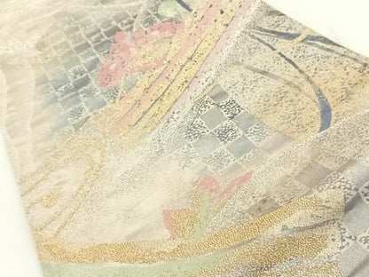 平和屋着物◎六通柄袋帯 流水舞花文 金銀糸 正絹 逸品 AAAP0375wt
