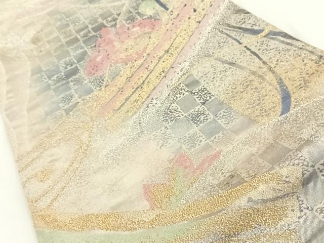 平和屋着物◎六通柄袋帯 流水舞花文 金銀糸 正絹 逸品 AAAP0375wt
