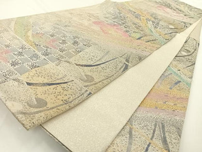 平和屋着物◎六通柄袋帯 流水舞花文 金銀糸 正絹 逸品 AAAP0375wt