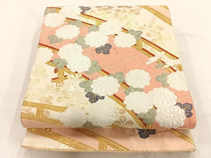 平和屋着物◎六通柄袋帯 唐織 錦繍 渡橋花文 金糸 正絹 逸品 AAAP0401wt