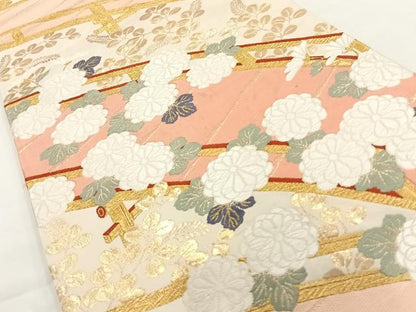 平和屋着物◎六通柄袋帯 唐織 錦繍 渡橋花文 金糸 正絹 逸品 AAAP0401wt