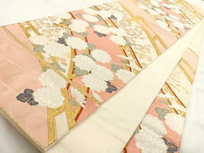 平和屋着物◎六通柄袋帯 唐織 錦繍 渡橋花文 金糸 正絹 逸品 AAAP0401wt