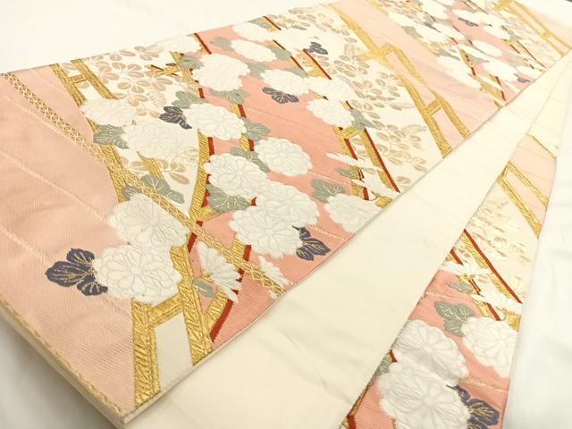 平和屋着物◎六通柄袋帯 唐織 錦繍 渡橋花文 金糸 正絹 逸品 AAAP0401wt