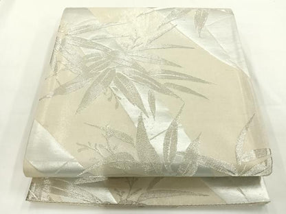 平和屋着物◎六通柄袋帯 笹竹文 銀糸 引箔 正絹 逸品 AAAP0420wt