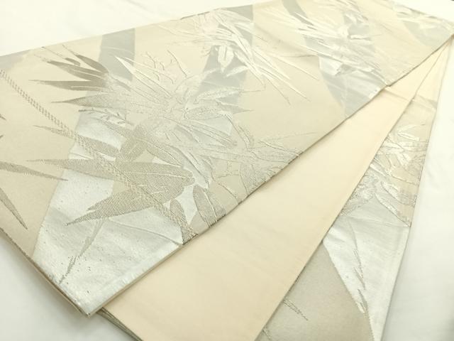 平和屋着物◎六通柄袋帯 笹竹文 銀糸 引箔 正絹 逸品 AAAP0420wt