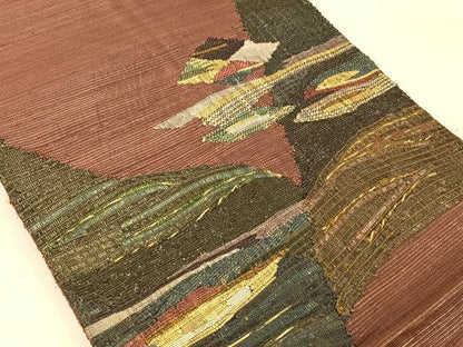 平和屋着物■太鼓柄袋帯 風景霞文 金糸 正絹 逸品 AAAP0537ey