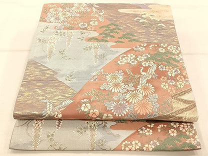 平和屋着物◎六通柄袋帯 九百錦 山麗春秋文 金糸 正絹 逸品 AAAP0597ey