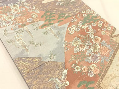 平和屋着物◎六通柄袋帯 九百錦 山麗春秋文 金糸 正絹 逸品 AAAP0597ey
