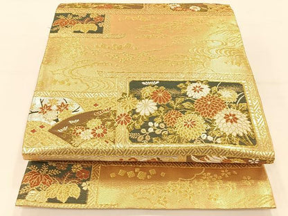 平和屋着物◎六通柄袋帯 唐織 千秋 花鳥文 金銀糸 正絹 逸品 AAAP0882ey