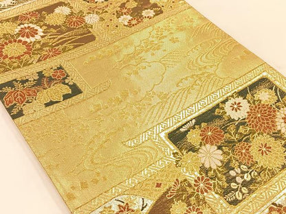 平和屋着物◎六通柄袋帯 唐織 千秋 花鳥文 金銀糸 正絹 逸品 AAAP0882ey