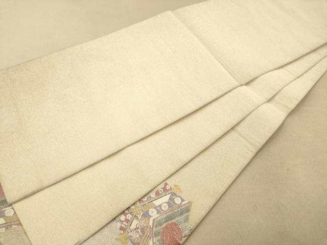 平和屋着物◎綴れ 太鼓柄袋帯 雲取り御所車文 金銀彩 正絹 逸品 AAAP0964fw