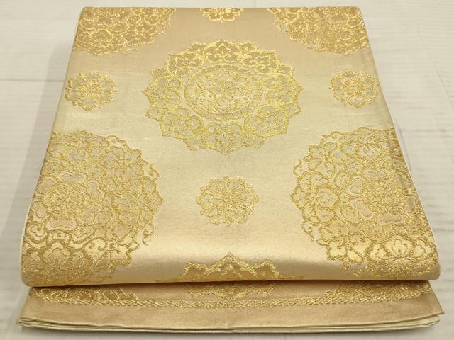 平和屋着物◎六通柄袋帯 正倉院花文 金糸 引箔 正絹 逸品 AAAP1123tm