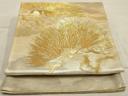 平和屋着物◎六通柄袋帯 松葉文 金銀糸 引箔 正絹 逸品 AAAP1124tm
