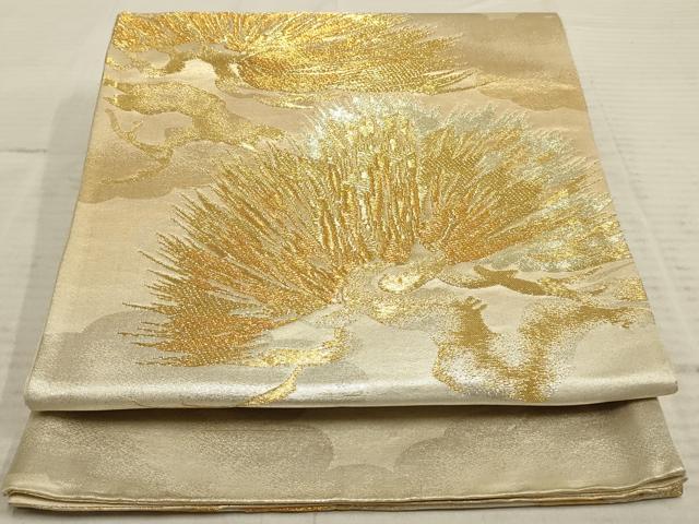 平和屋着物◎六通柄袋帯 松葉文 金銀糸 引箔 正絹 逸品 AAAP1124tm