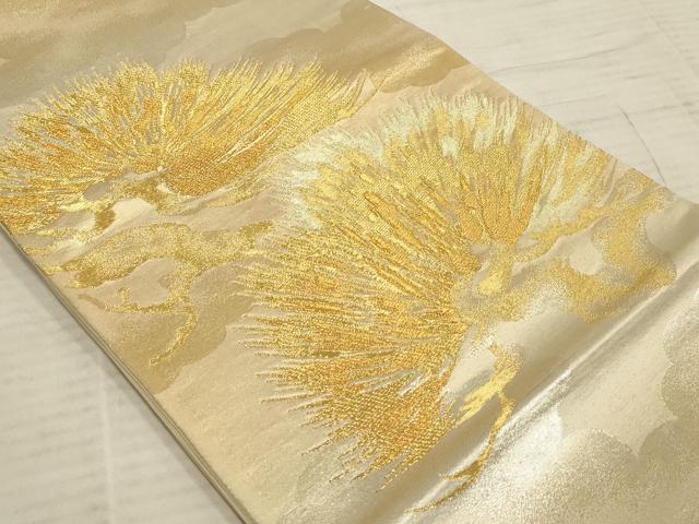 平和屋着物◎六通柄袋帯 松葉文 金銀糸 引箔 正絹 逸品 AAAP1124tm