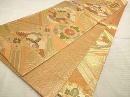 平和屋着物◎九百佐賀錦 六通柄袋帯 織匠宝文 金糸 正絹 逸品 AAAP1149tm