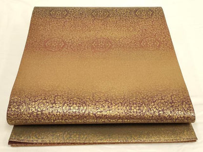 平和屋着物◎両面六通柄袋帯 花唐草丸文 金糸 引箔 正絹 逸品 AAAP1135tm