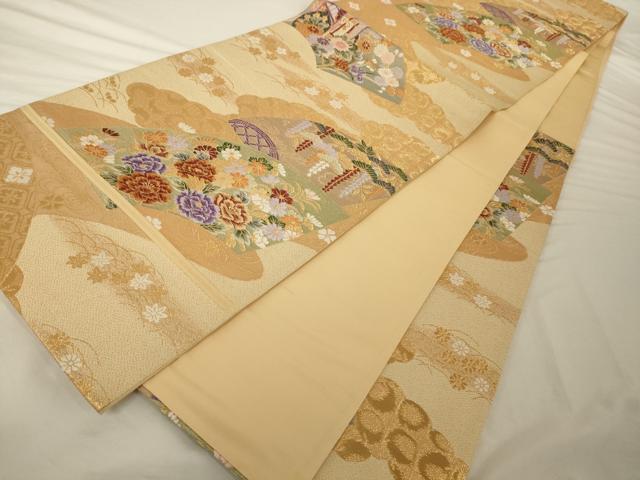 平和屋着物◎六通柄袋帯　地紙吉祥花文　金糸　正絹　逸品　AAAP1180tm