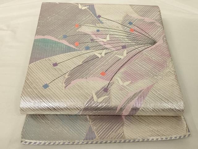 平和屋着物◎佐賀錦 六通柄袋帯 舞蝶文 銀糸 正絹 逸品 AAAP1181tm