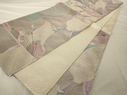 平和屋着物◎佐賀錦 六通柄袋帯 舞蝶文 銀糸 正絹 逸品 AAAP1181tm