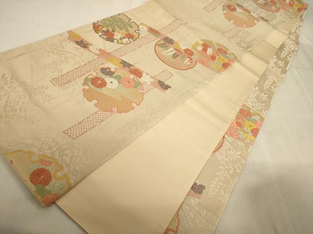 平和屋着物◎全通柄袋帯 唐織 雪輪花文 金糸 正絹 逸品 AAAP1187tm