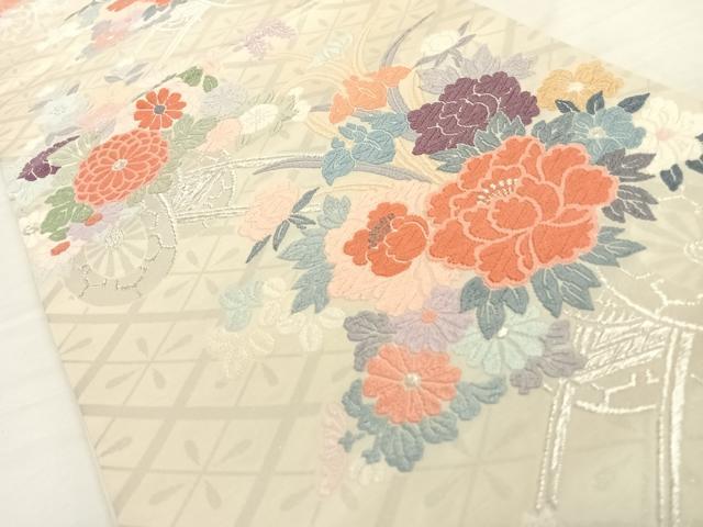 平和屋着物◎六通柄袋帯 唐織 花車文 銀糸 正絹 逸品 AAAP1213wt