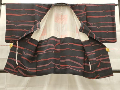 平和屋着物■道行コート 横段文 金彩 正絹 逸品 AAAP2286fy