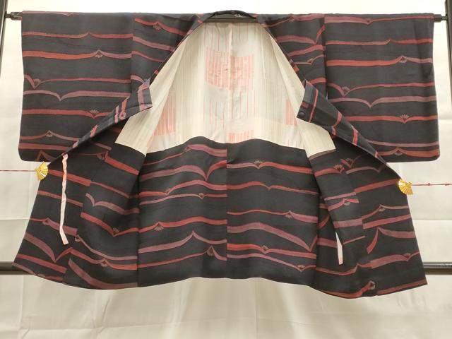 平和屋着物■道行コート 横段文 金彩 正絹 逸品 AAAP2286fy
