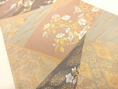 平和屋着物◎六通柄袋帯 唐織 至福琳派鶴遊文 金糸 正絹 逸品 AAAP2949wt