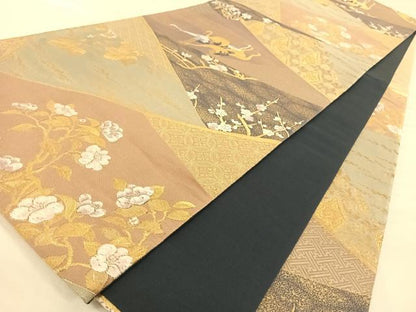 平和屋着物◎六通柄袋帯 唐織 至福琳派鶴遊文 金糸 正絹 逸品 AAAP2949wt