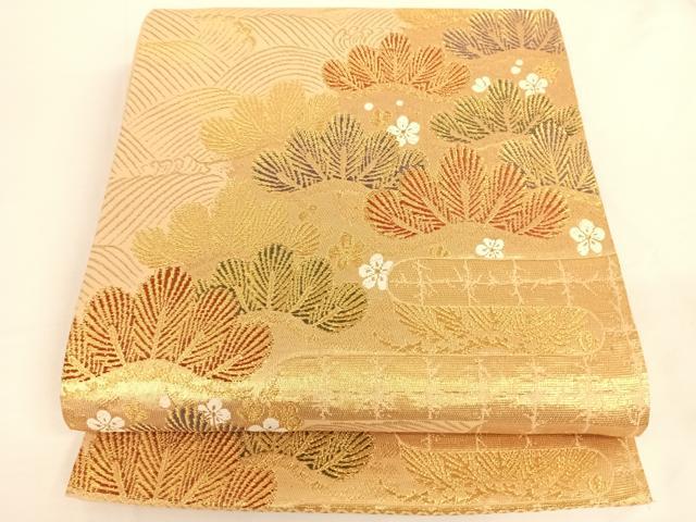 平和屋着物◎六通柄袋帯 唐織 松尽くし 金糸 正絹 逸品 AAAP2955wt