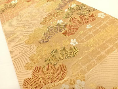 平和屋着物◎六通柄袋帯 唐織 松尽くし 金糸 正絹 逸品 AAAP2955wt