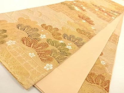 平和屋着物◎六通柄袋帯 唐織 松尽くし 金糸 正絹 逸品 AAAP2955wt