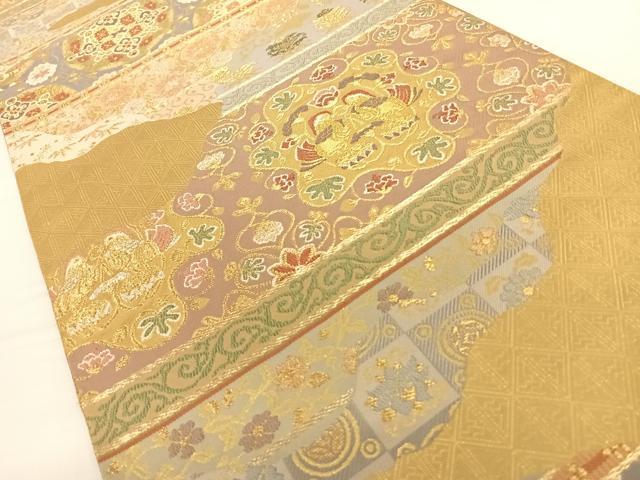 平和屋着物◎六通柄袋帯 唐織 織粋 道長花鳥文 金糸 正絹 逸品 AAAP2963wt