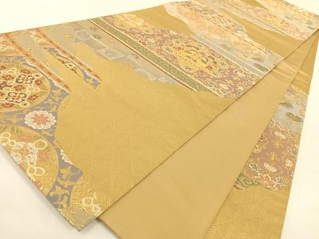 平和屋着物◎六通柄袋帯 唐織 織粋 道長花鳥文 金糸 正絹 逸品 AAAP2963wt