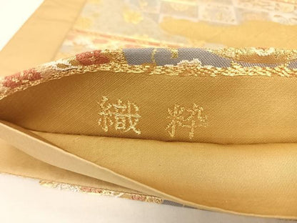 平和屋着物◎六通柄袋帯 唐織 織粋 道長花鳥文 金糸 正絹 逸品 AAAP2963wt