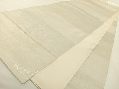 平和屋着物◎六通柄袋帯 横段霞文 銀糸 正絹 逸品 AAAP2967wt