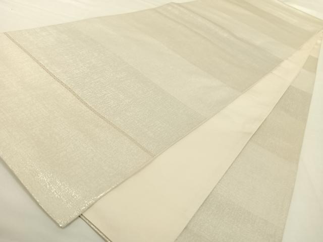 平和屋着物◎六通柄袋帯 横段霞文 銀糸 正絹 逸品 AAAP2967wt