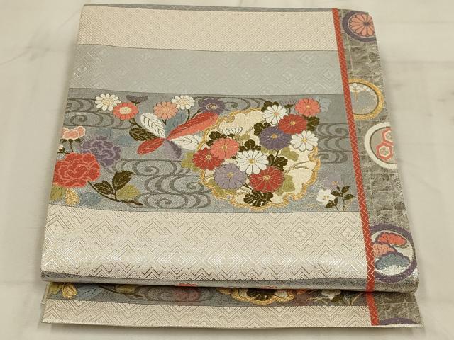 平和屋着物◎佐賀錦 六通柄袋帯 唐織 雪輪四季花 金銀糸 正絹 逸品 AAAP3601ou