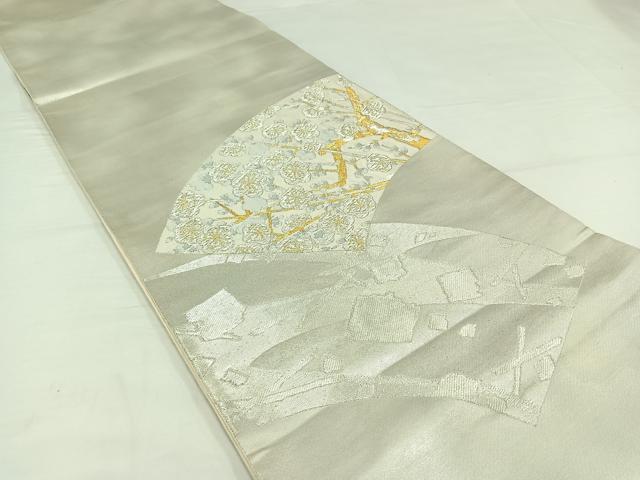 平和屋着物◎六通太鼓柄袋帯 地紙枝花文 金銀糸 引箔 正絹 逸品 AAAP3828jh