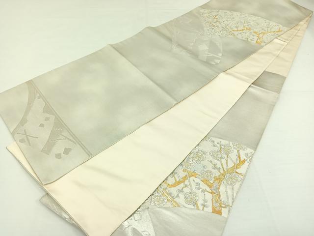 平和屋着物◎六通太鼓柄袋帯 地紙枝花文 金銀糸 引箔 正絹 逸品 AAAP3828jh