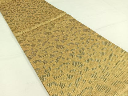 平和屋着物◎六通柄袋帯 格子文 金糸 正絹 逸品 AAAP3874jh