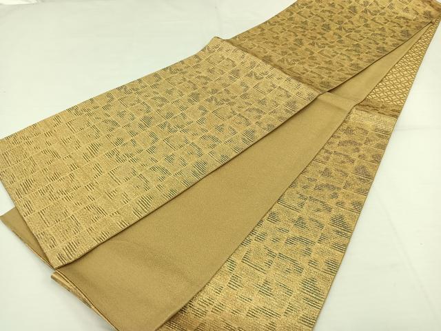 平和屋着物◎六通柄袋帯 格子文 金糸 正絹 逸品 AAAP3874jh
