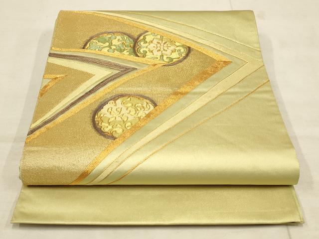 平和屋着物●西陣 川島織物謹製 太鼓柄袋帯 駒刺繍 花唐草丸文 金糸 正絹 逸品 AAAP4219wj