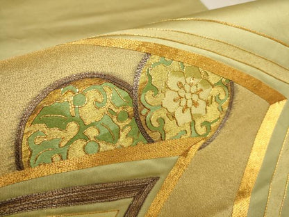 平和屋着物●西陣 川島織物謹製 太鼓柄袋帯 駒刺繍 花唐草丸文 金糸 正絹 逸品 AAAP4219wj