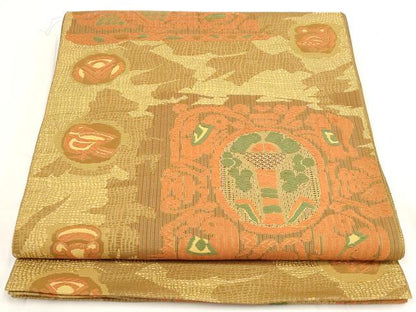 平和屋着物◎八寸名古屋帯　鳥獣文　正絹　逸品　AAAP4407st