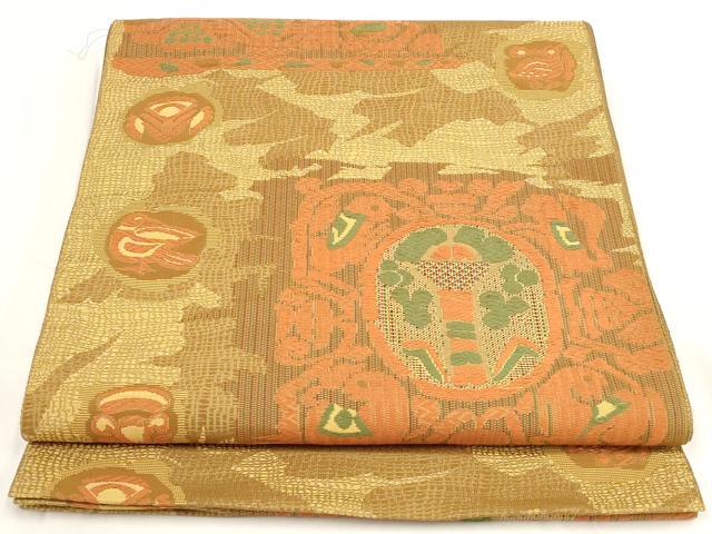 平和屋着物◎八寸名古屋帯　鳥獣文　正絹　逸品　AAAP4407st