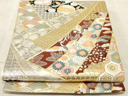 平和屋着物◎六通柄袋帯 唐織 熨斗鳳凰花文 金銀糸 正絹 逸品 AAAP4489ru