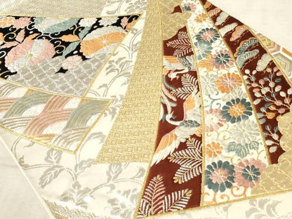 平和屋着物◎六通柄袋帯 唐織 熨斗鳳凰花文 金銀糸 正絹 逸品 AAAP4489ru